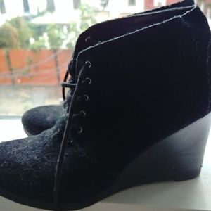 Franco Sarto Black Suede Lace-Up Wedge